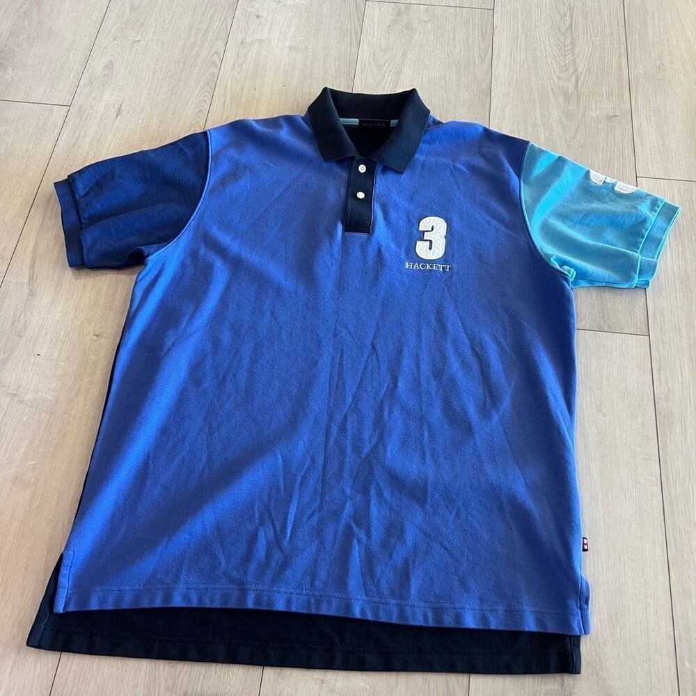 HACKETT London Men's Multi Blue/Black Polo Style SHIRT #3 Graphic S: XL
